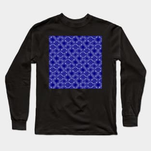 Retro Style Dark Blue and White Mandala Pattern Long Sleeve T-Shirt